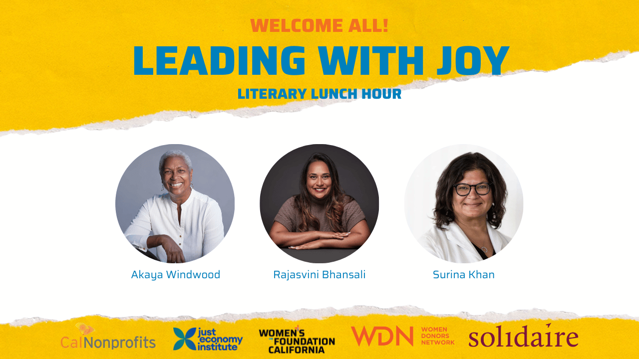 Leading with Joy Book Event poster with pictures of the speakers