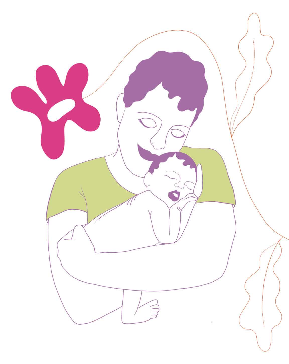 illustration of parent holding child